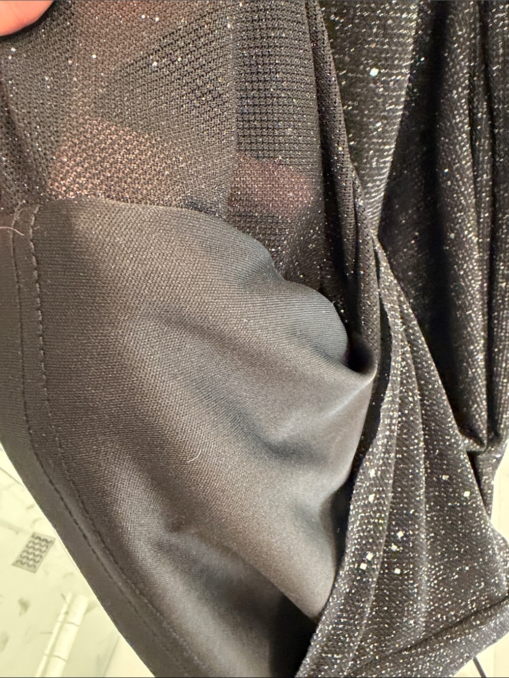 Sexy Women's Black Long Sleeve Sparkle Midi Dress ptp18”/len42”/waist 16” - Picture 6 of 8